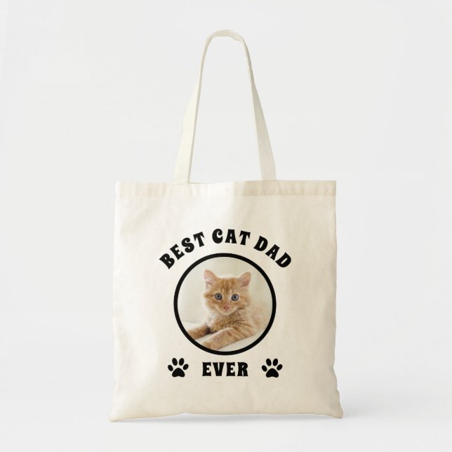  Personalised Best Cat Dad Ever Custom Photo Tote Bag (Front)