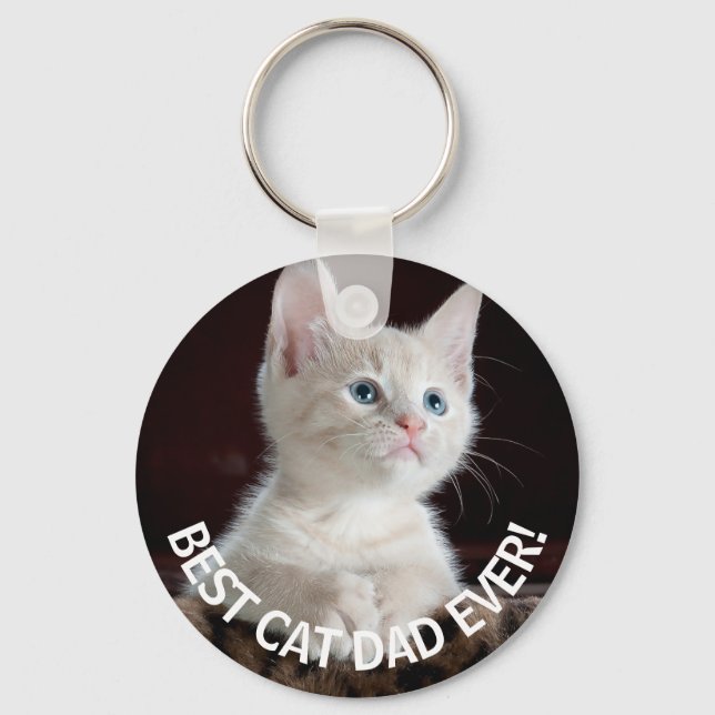 Personalised Best Cat Dad Ever, Key Ring (Front)