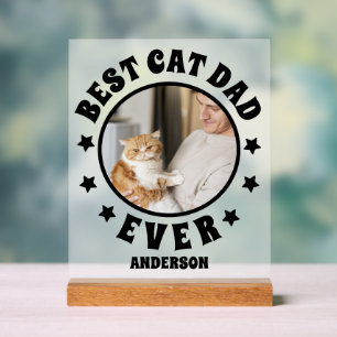 Personalised Best Cat Dad Ever Photo Frosted Acrylic Sign