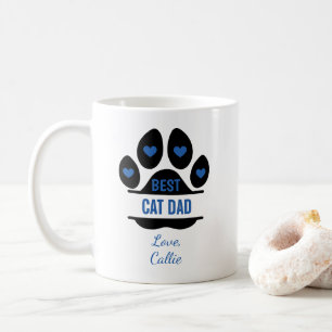 Personalised Best Cat Dad Paw Print Coffee Mug