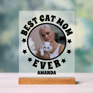 Personalised Best Cat Mum Ever Photo Frosted Acrylic Sign