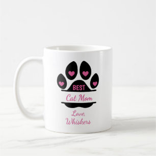 Personalised Best Cat Mum Paw Print Coffee Mug