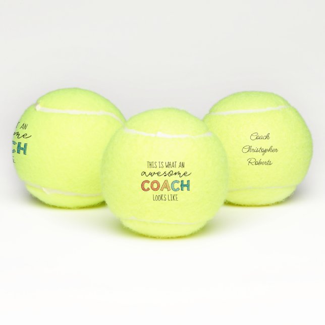 Personalised Best Coach Ever | Awesome Coach Gifts Tennis Balls (Multi)