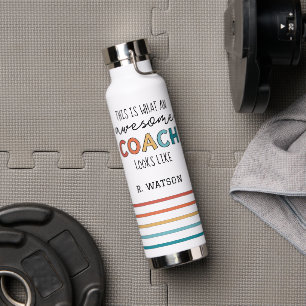Personalised Best Coach Ever   Awesome Coach Gifts Water Bottle