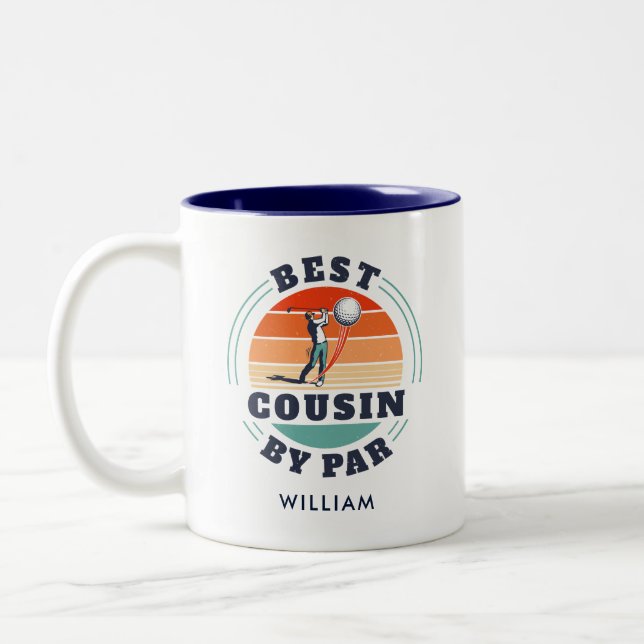 Personalised Best Cousin By Par Family Reunion Two-Tone Coffee Mug (Left)