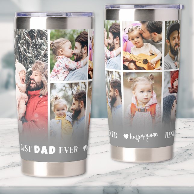 Personalised Best Dad 8 Photo Collage Father Insulated Tumbler (Personalized Best Dad 8 Photo Collage Father Insulated Tumbler)
