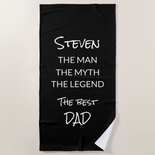 Personalised Best Dad Black White Beach Towel (Front)