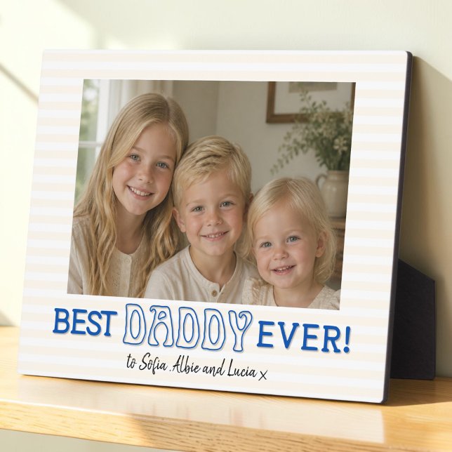 Personalised Best Dad Blue Script Photo Plaque (Creator Uploaded)