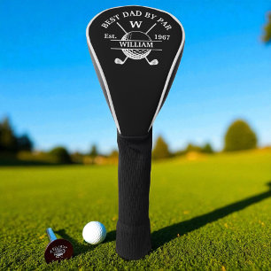 Personalised Best Dad By Par And Monogram Black Golf Head Cover