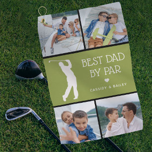 Personalised Best Dad by Par Photo Collage Golf To Golf Towel