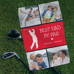 Personalised Best Dad by Par Photo Collage Golf To Towel