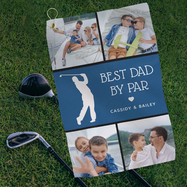 Personalised Best Dad by Par Photo Collage Golf Towel (Creator Uploaded)