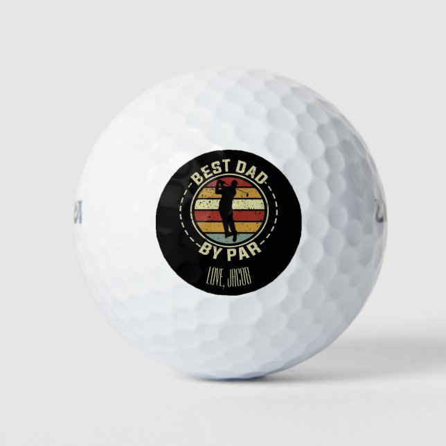 Personalised Best Dad By Par Retro Father's Day Golf Balls (Front)