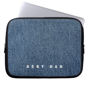 Personalised Best DAD  Denim Print Laptop Sleeve