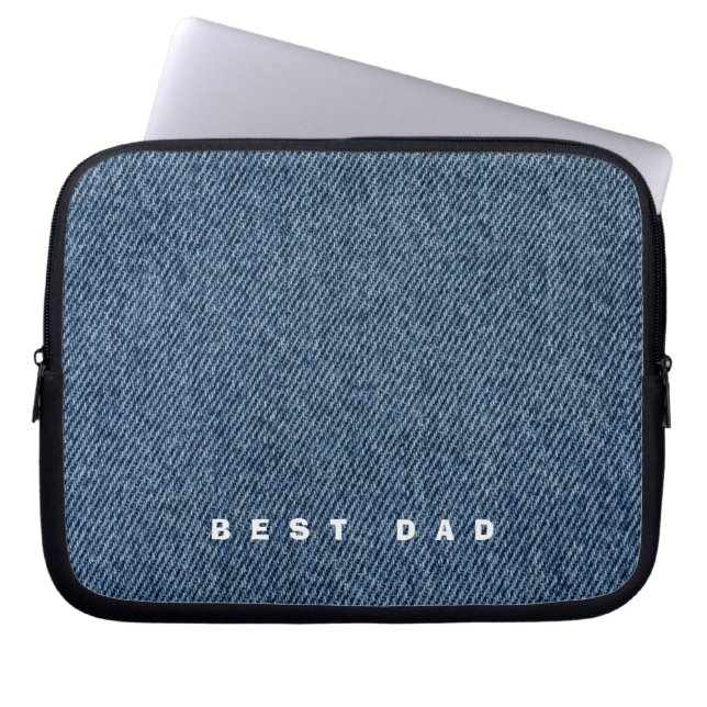 Personalised Best DAD  Denim Print Laptop Sleeve (Front)
