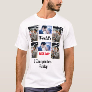 Personalised Best Dad ever 4 photo Collage  T-Shirt