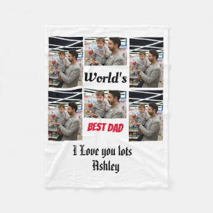 Personalised Best Dad ever 6 photo Collage    Fleece Blanket