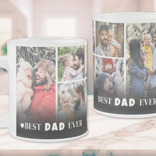 Personalised Best Dad Ever 8 Photo Collage Father Frosted Glass Coffee Mug