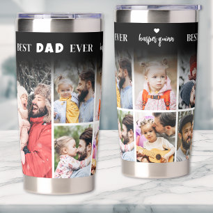 Personalised Best Dad Ever 8 Photo Collage Father Insulated Tumbler