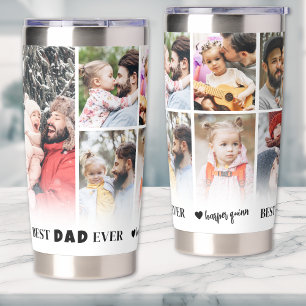 Personalised Best Dad Ever 8 Photo Collage Father Insulated Tumbler