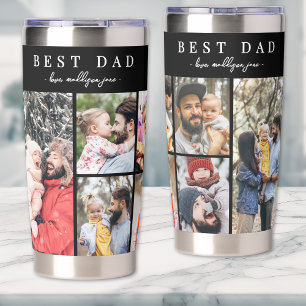 Personalised Best Dad Ever 8 Photo Collage Father Insulated Tumbler