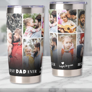 Personalised Best Dad Ever 8 Photo Collage Father Insulated Tumbler