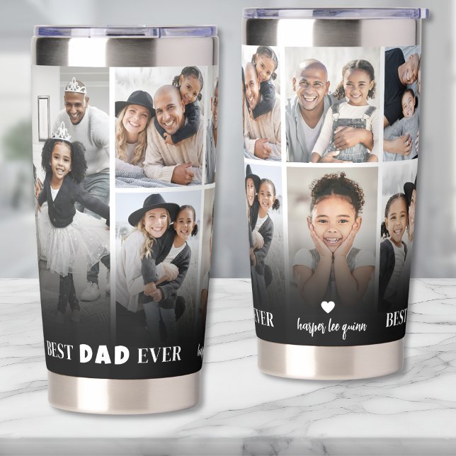 Personalised Best Dad Ever 8 Photo Collage Father Insulated Tumbler (Personalized Best Dad Ever 8 Photo Collage Father Insulated Tumbler )