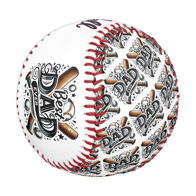 Personalised "Best Dad Ever" Baseball (Angled)