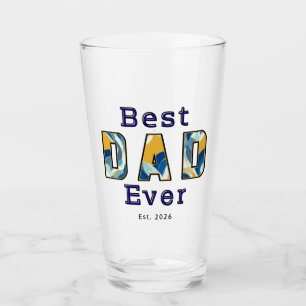 Personalised Best Dad Ever Est Year Modern Text Glass