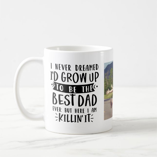 Personalised Best Dad Ever Funny Photo Coffee Mug (Left)
