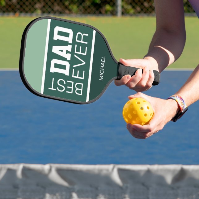 Personalised Best Dad Ever Green Pickleball Paddle (Insitu)