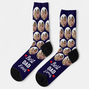 Personalised Best Dad Ever Kids Photo Navy Socks