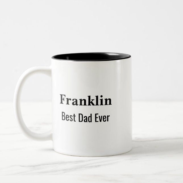 Personalised Best Dad Ever Monogrammed  Two-Tone Coffee Mug (Left)