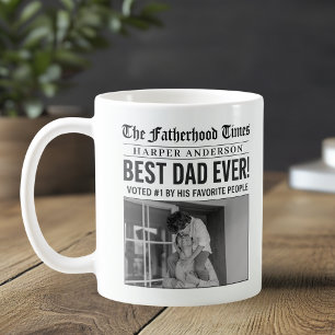 Personalised Best Dad Ever Newspaper Photo Coffee Mug