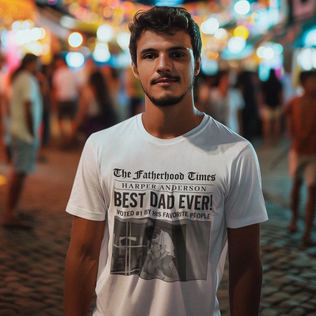 Personalised Best Dad Ever Newspaper Photo T-Shirt (Creator Uploaded)