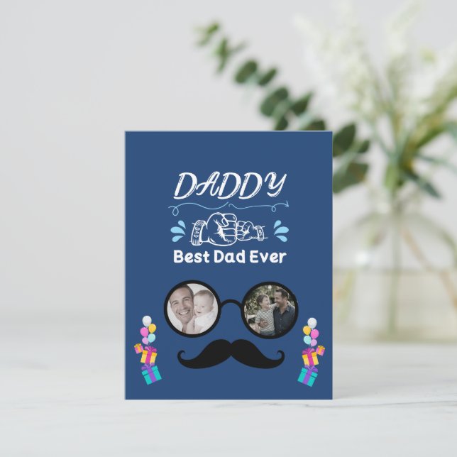 Personalised "Best Dad Ever" Photo Collage Card (Standing Front)