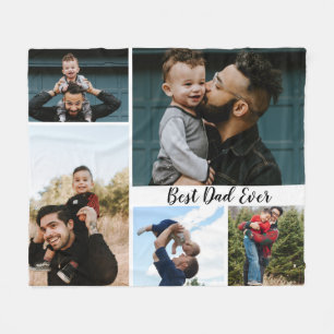 Personalised Best Dad Ever Photo Collage Fleece Blanket