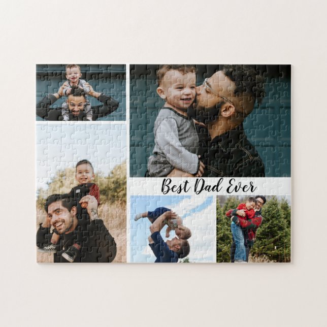 Personalised Best Dad Ever Photo Collage Jigsaw Puzzle (Horizontal)