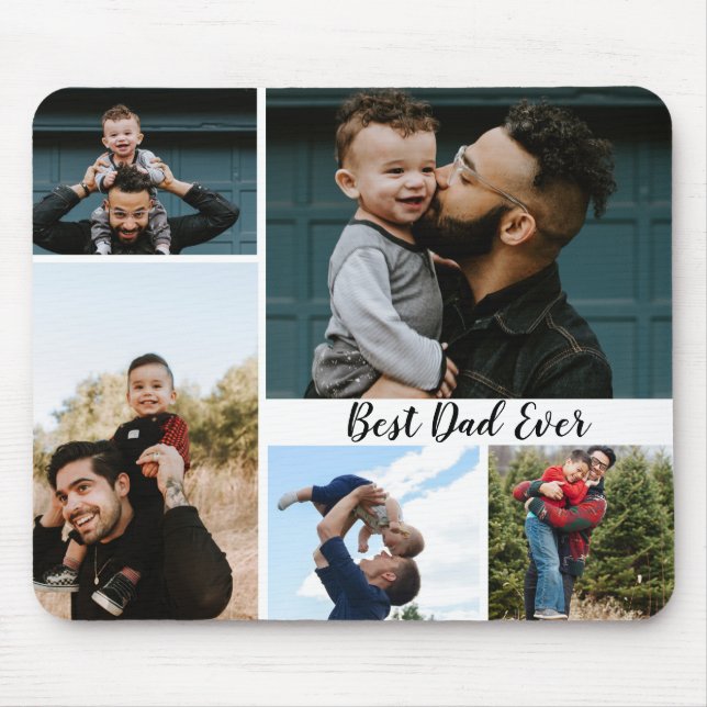 Personalised Best Dad Ever Photo Collage Mouse Mat (Front)
