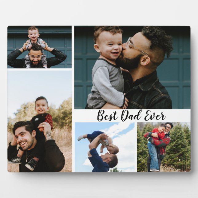 Personalised Best Dad Ever Photo Collage Plaque (Front)