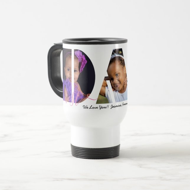Personalised Best DAD Ever Photo Collage Travel Mug (Front Left)