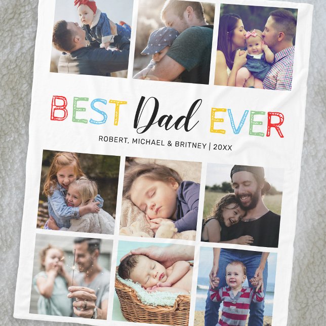 Personalised Best Dad Ever Photo Fleece Blanket (Creator Uploaded)