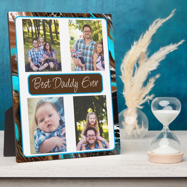 Personalised Best Dad Ever Photo  Plaque (Side)