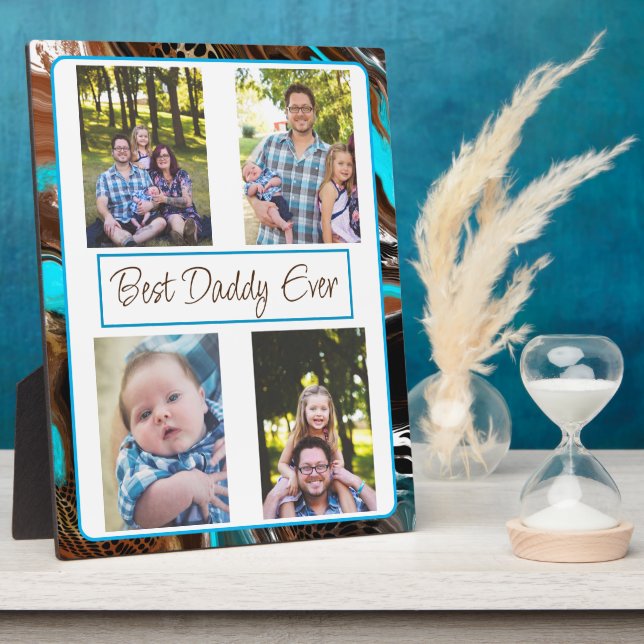 Personalised Best Dad Ever Photo    Plaque (Side)