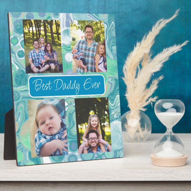 Personalised Best Dad Ever Photo  Plaque (Side)