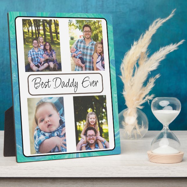 Personalised Best Dad Ever Photo  Plaque (Side)