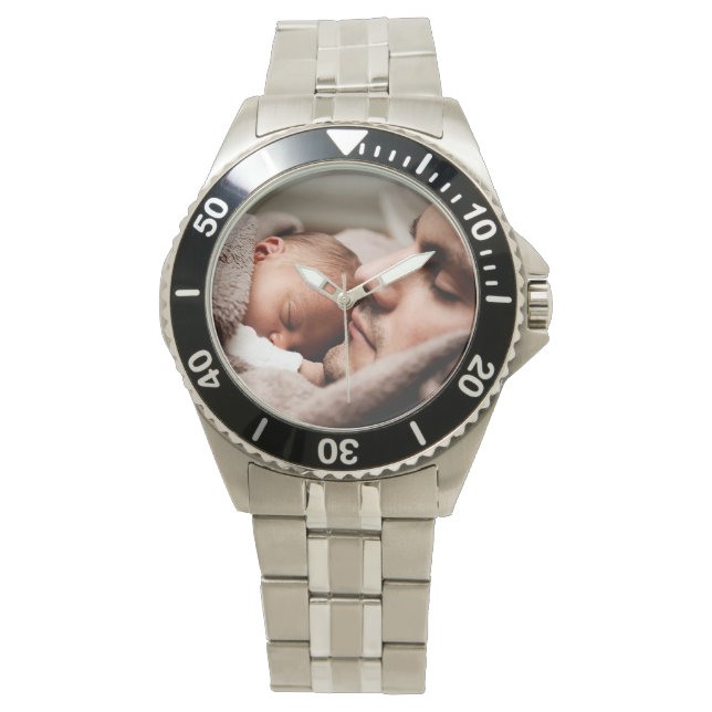 Personalised Best Dad Ever, Photo  Watch (Front)