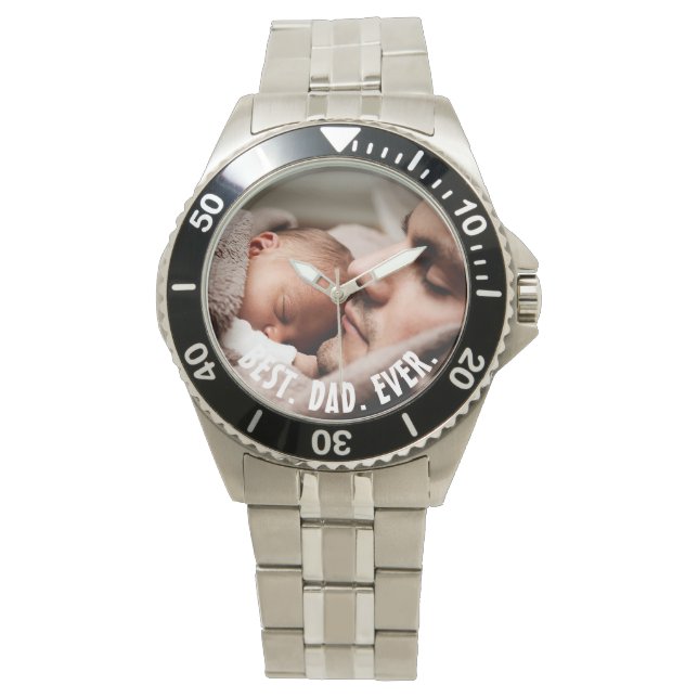 Personalised Best Dad Ever, Photo   Watch (Front)