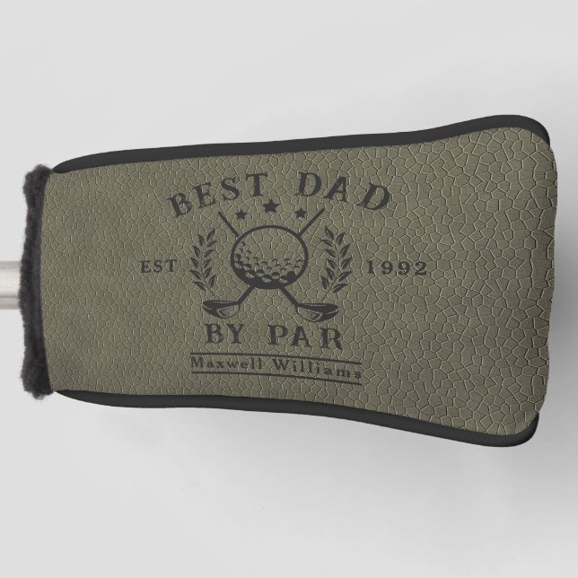 Personalised Best Dad Golf Army Green Head Putter Golf Head Cover (Front)