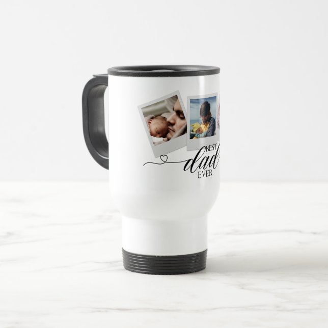 Personalised BEST DAD Photo Collage Custom Gifts Travel Mug (Front Left)